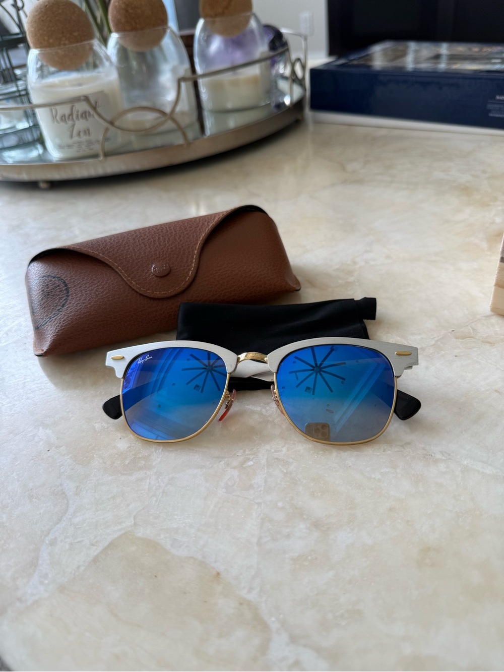 Blue Mirrored Ray-ban Clubmaster Sunglasses